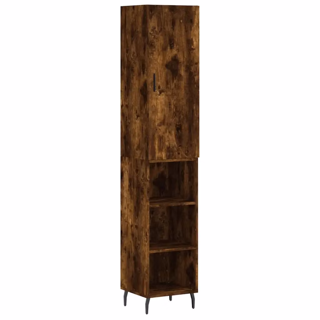 Credenza moderna vidaXL in legno e metallo color rovere marrone L: 34,5 cm, P: 34 cm, H: 180 cm – 2