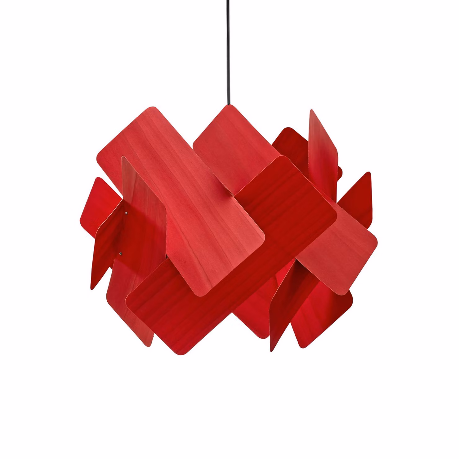 LZF LAMPS Lampada a sospensione Escape, dimmerabile, Rosso, Soggiorno / Sala da pranzo, Legno, Design, Lampada a sospensione