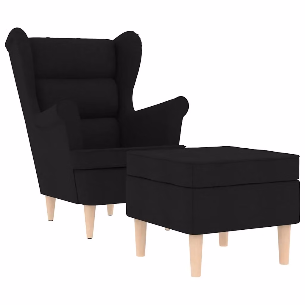 Poltrona relax con poggiapiedi integrato vidaXL in tessuto nero con imbottitura in schiuma e struttura in legno – 2