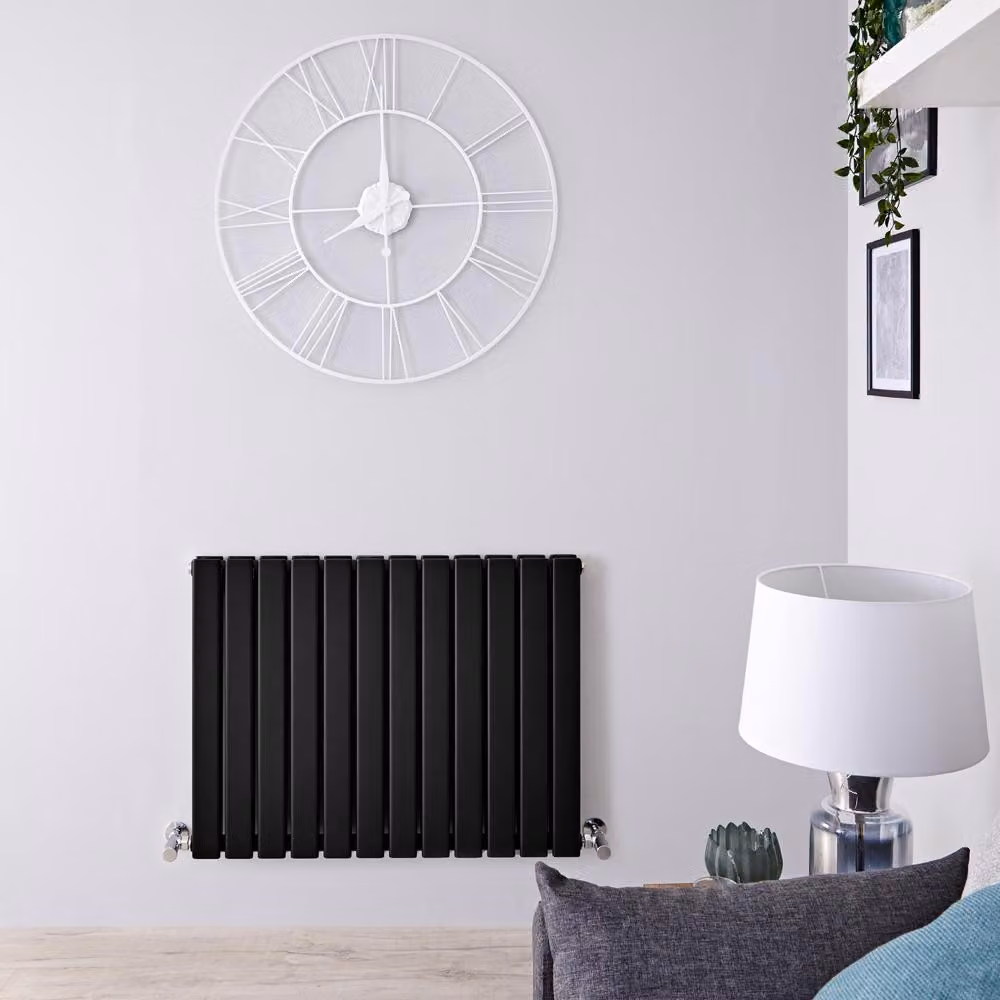 Radiatore Orizzontale Doppio di Design Nero Opaco - 1060W - 635 x 980mm - Delta