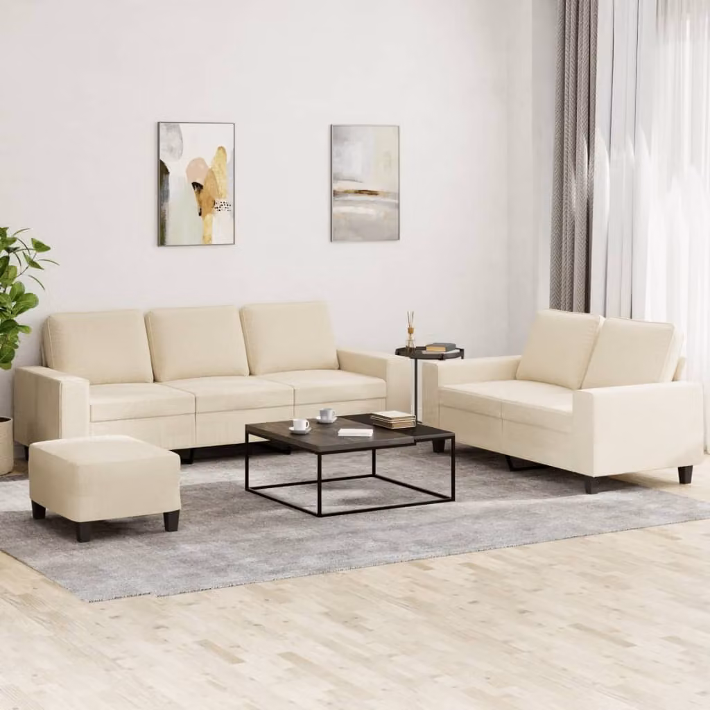 Maison Exclusive - Set divano 3 pezzi in tessuto color crema