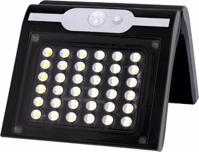 Lampada da parete solare 2w 220lm 6.500k con sensore colore nero edm