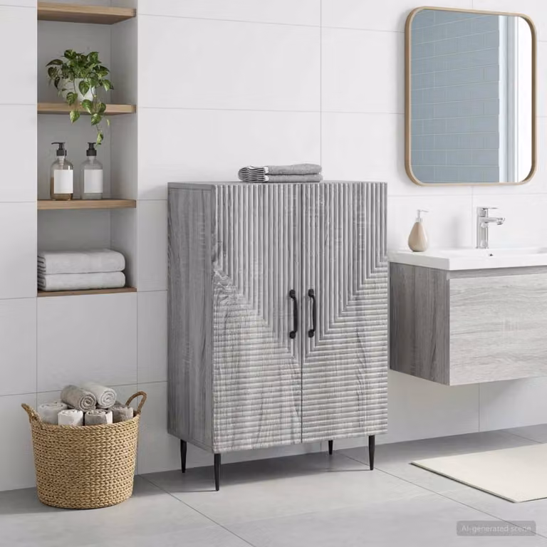Mobiletto da bagno moderno vidaXL HAARLEM grigio e nero L: 59,5 cm, P: 31 cm, H: 80 cm