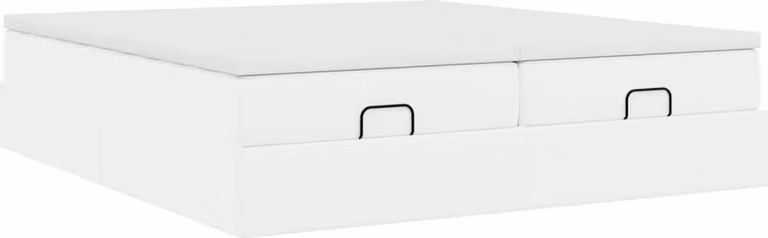 Struttura Letto Pouf con Materassi Bianco 200x200 cm Pelle finta