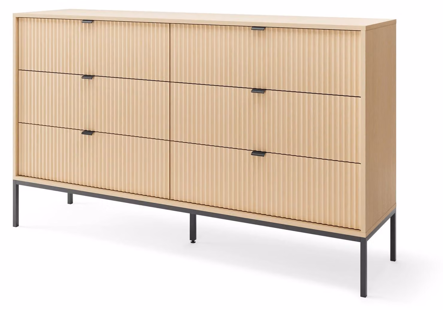 Comò FURNLUX Avon in rovere e nero 154 cm / Colore principale: beige / Dimensioni: 154 x 91 x 39 cm