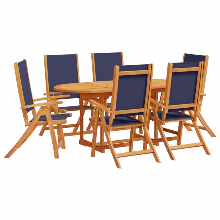 Set Pranzo da Giardino 7pz Legno Massello di Acacia e Textilene