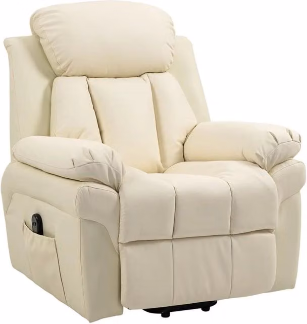 POLTRONA RELAX ALZAPERSONA ELETTRICA CON IMBOTTITURA SPESSA E TELECOMANDO, 96X93X105CM, CREMA