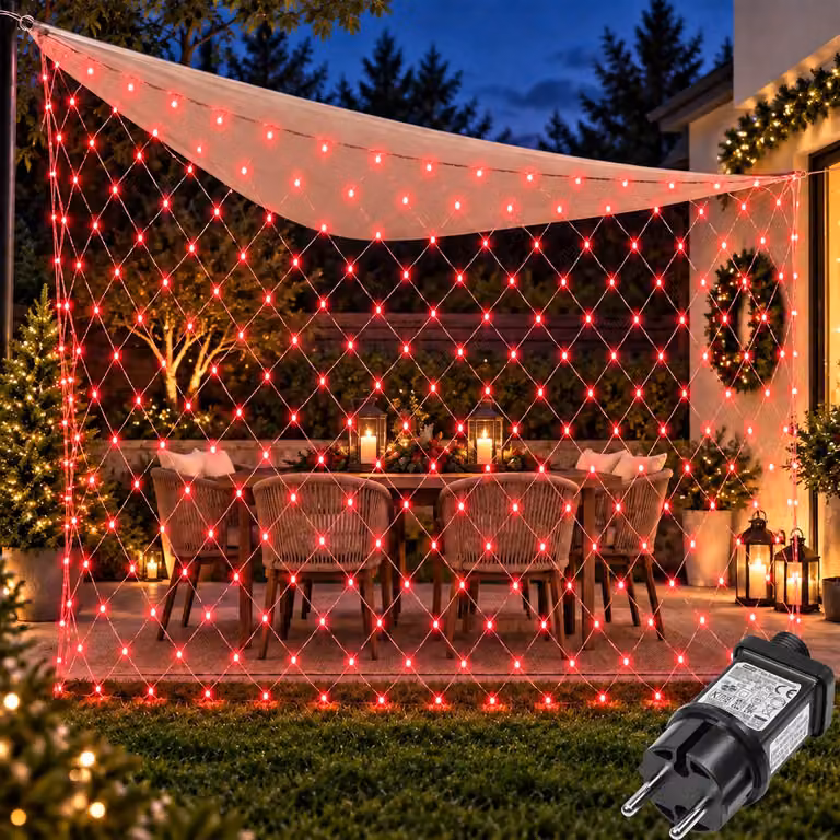 3X2m 200 LED fata luci rosso tenda luce 8 modalità di luce indoor festa decorazione luci di Natale