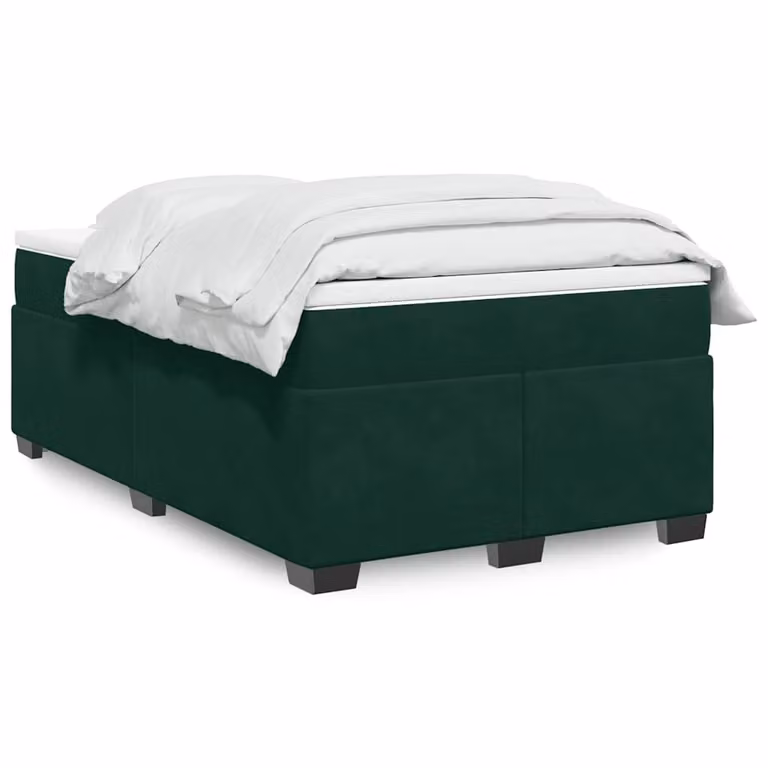 vidaXL Giroletto a Molle con Materasso Ibrido in Velluto Verde Scuro, L/P: 120 x 200 cm