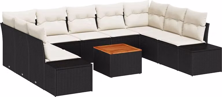Set Divano da Giardino con archiviazione 10 pcs Nero e bianco