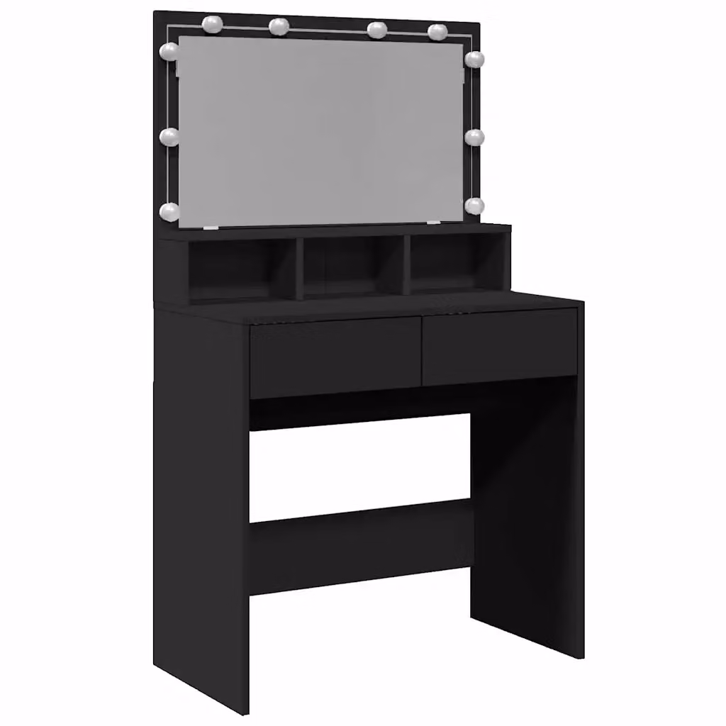 vidaXL Toeletta Hollywood con LED Nera L: 80 cm, P: 41 cm, H: 134,5 cm – 2