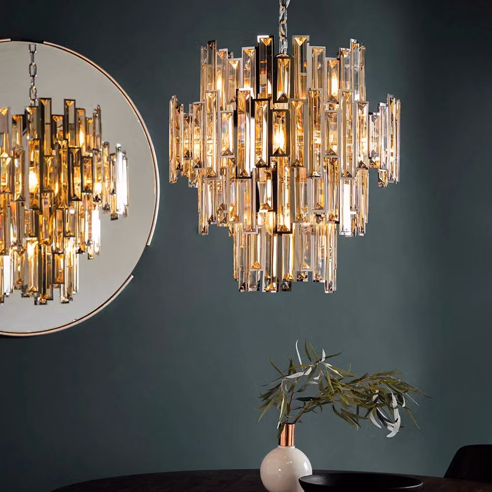 Lampadario Viviana Endon in cristallo color champagne con 12 lampadine E14 – 2