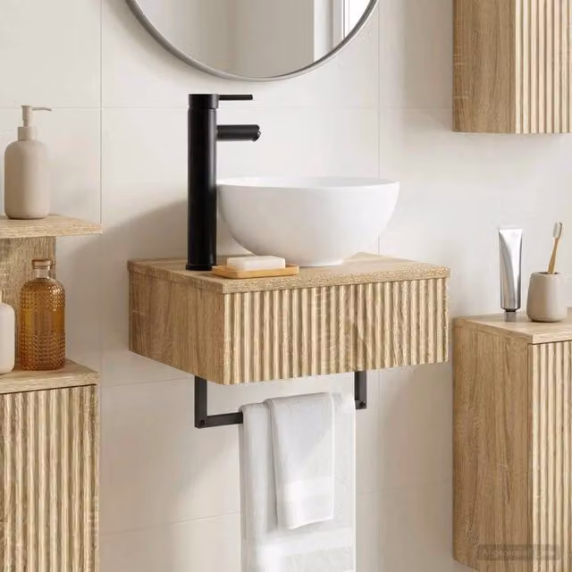 Lavabo da parete vidaXL in Rovere Sonoma marrone L: 40 cm, P: 35 cm, H: 39 cm – 1