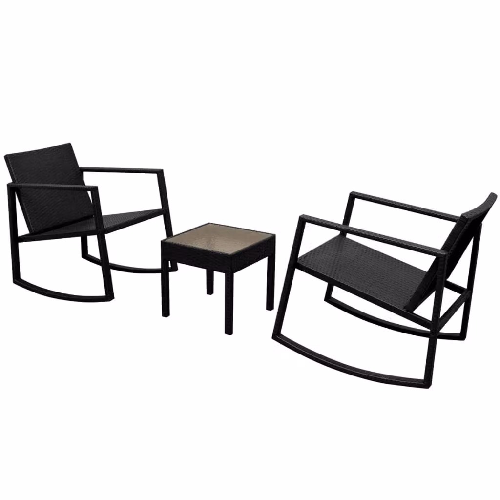 Set da Bistrot 3 pz in Polyrattan Nero