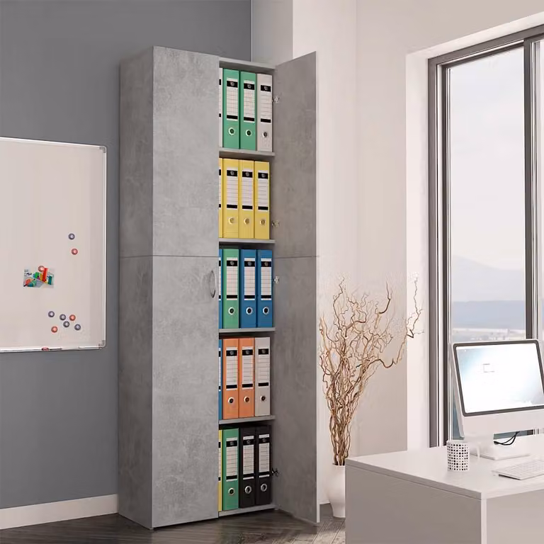 vidaXL Armadio da Ufficio Grigio con Ripiani Regolabili in Legno e MDF L/P/H: 60 x 32 x 190 cm