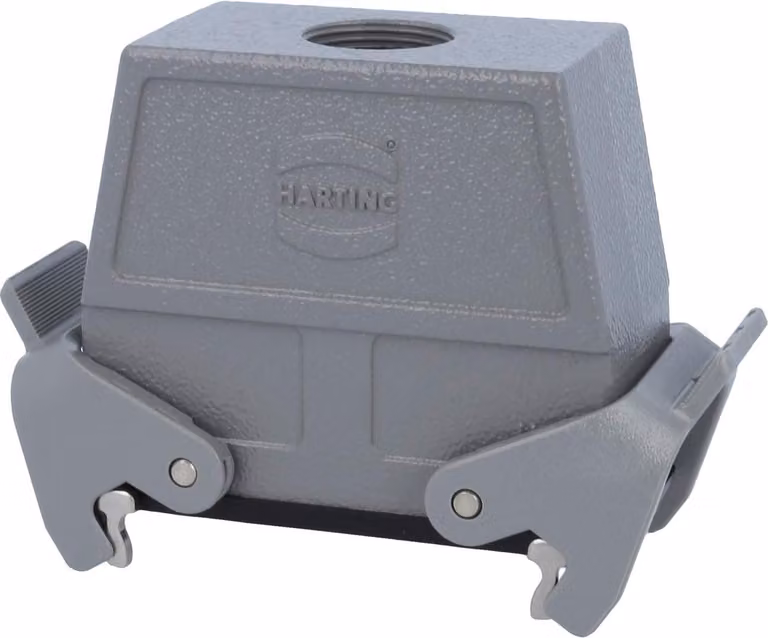 HARTING Han 16B Alloggiamento connettore alto, 1xM25 uscita cavo diritta, con 2 staffe trasversali Vite M25 Area di serraggio 9,0 mm