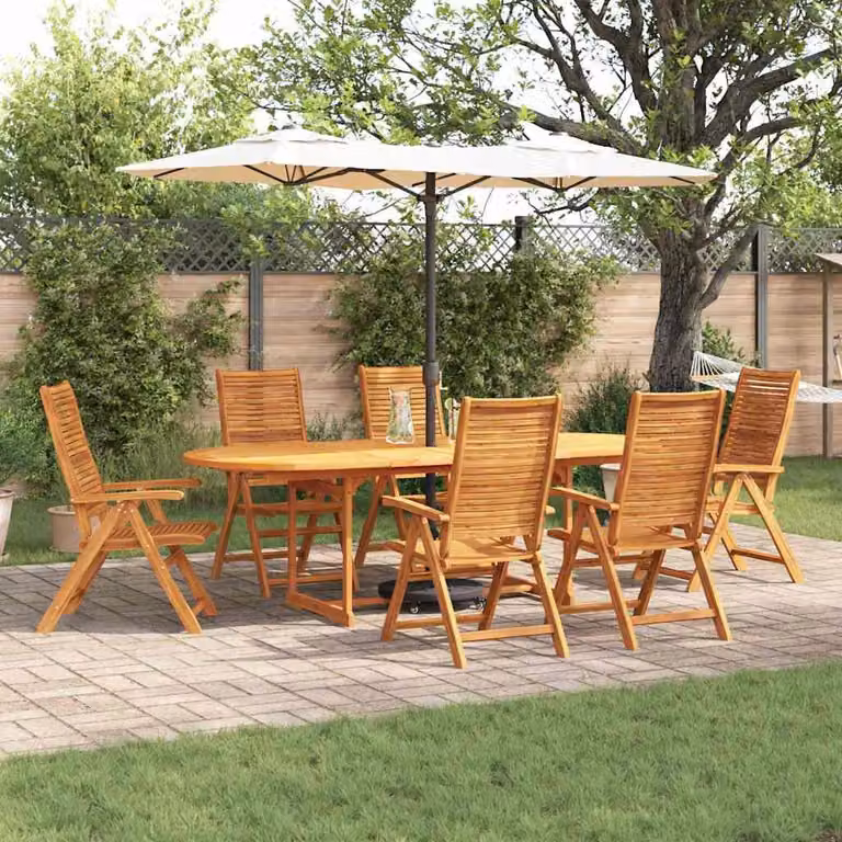 Maison Exclusive - Set da pranzo per esterno, 7 pezzi, legno massello di acacia, color marrone