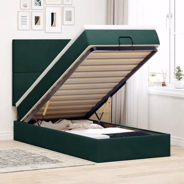 Struttura Letto Pouf con Materassi 90x200 cm in Velluto 3313376