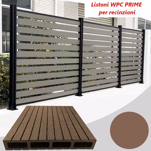 Listoni WPC PRIME L196xH183cm per recinzione colore Rovere listone 105x1805mm spessore 20mm
