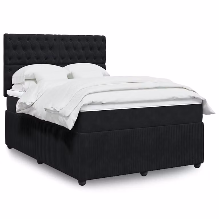 vidaXL Giroletto a Molle con Materasso in Velluto Nero L: 140 cm, P: 190 cm