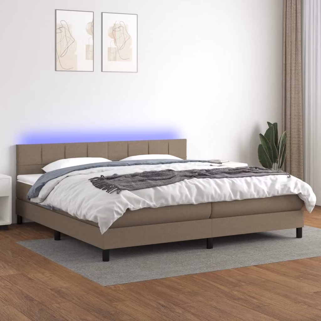 Maison Exclusive - Letto a Molle Materasso e LED tortora 200x200cm in Tessuto