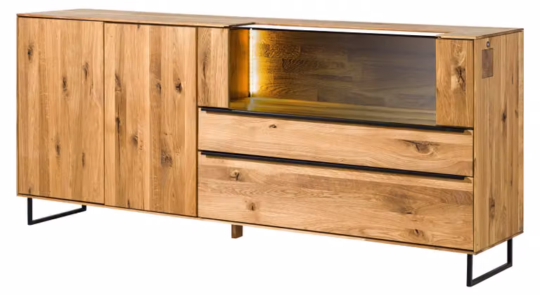 MASSIVMOEBEL24 | Credenza in legno di quercia 200x43x87 oliato naturale WIEN #221