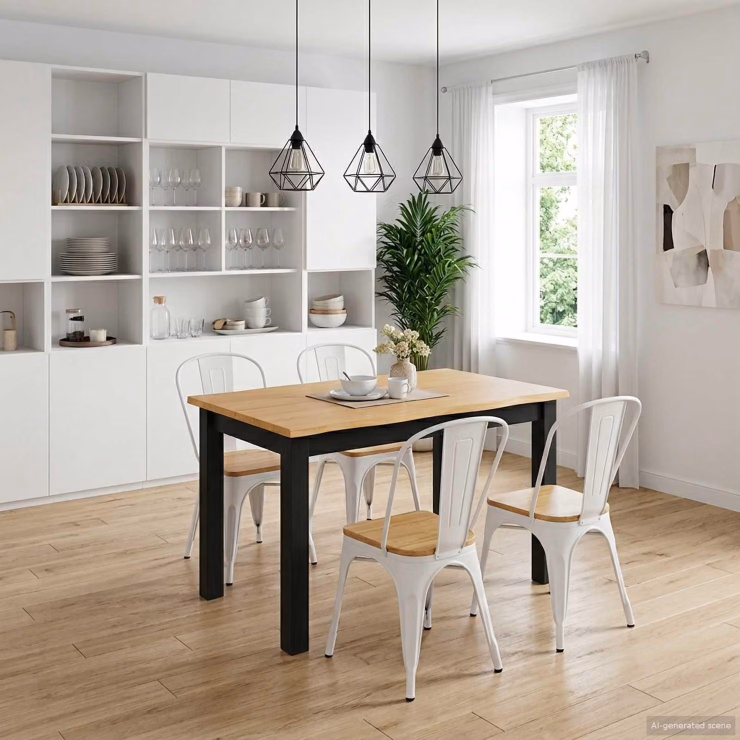 Maison Exclusive - Tavolo da pranzo EKAI, nero, 112 x 70 x 76,5 cm, realizzato in legno di pino massello