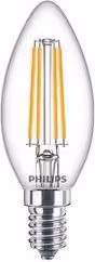 Lampadina LED Philips a candela con filamento, attacco E14, 6,5 W, 806 lumen, luce bianco caldo, trasparente