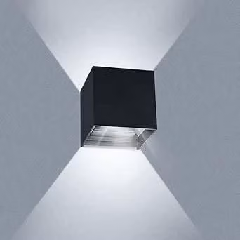 Lampada a LED da parete, 20 W, 6000 K, grado di protezione IP65, regolabile, alluminio, colore nero