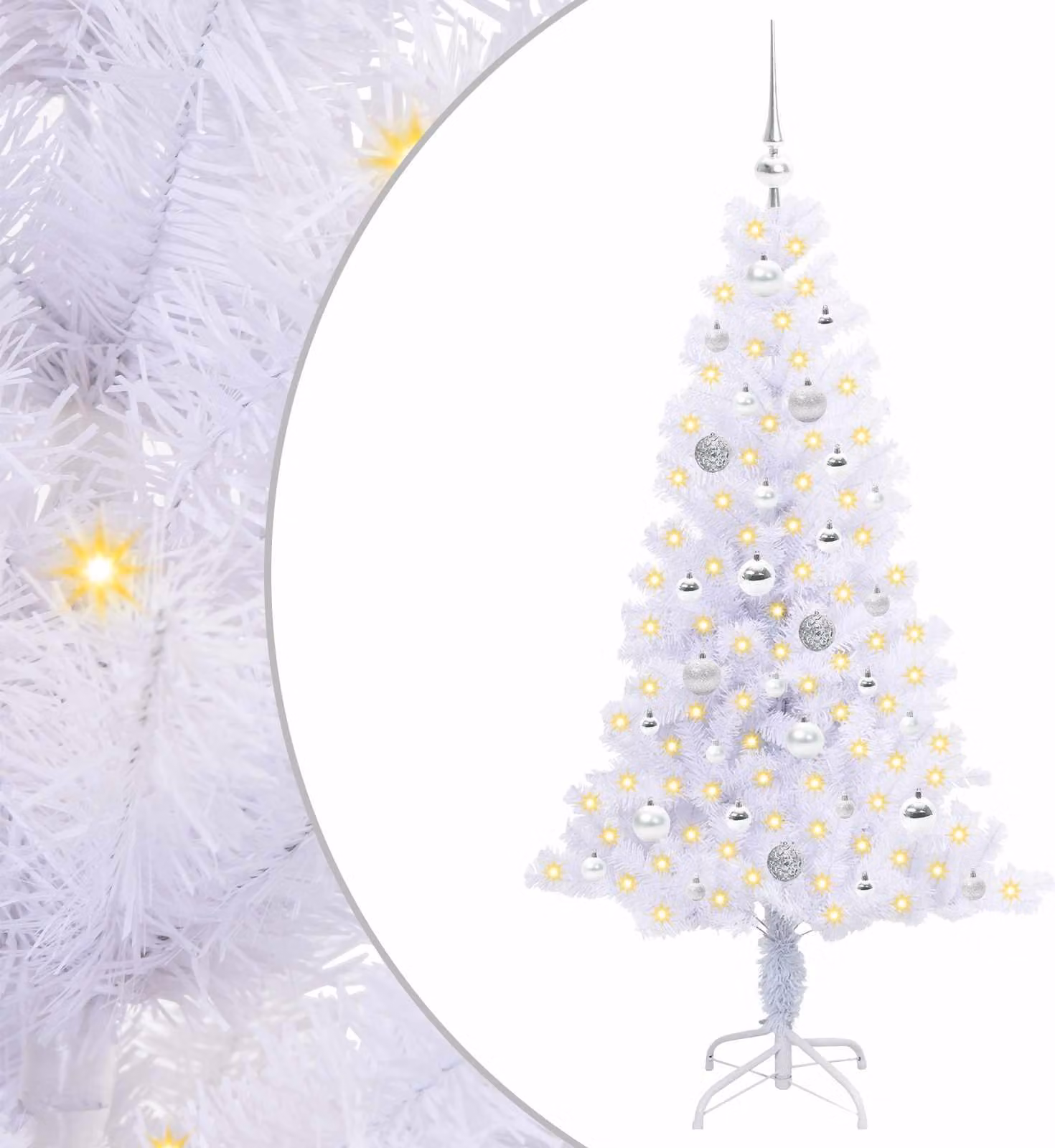 Albero di Natale artificiale Bianco 150 cm PVC e Acciaio