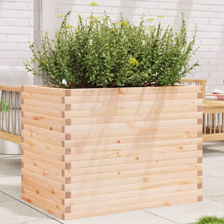 vidaXL Fioriera da Giardino in Legno Massello di Pino, Colore Marrone/Beige, L 90 cm x P 60 cm x H 68,5 cm
