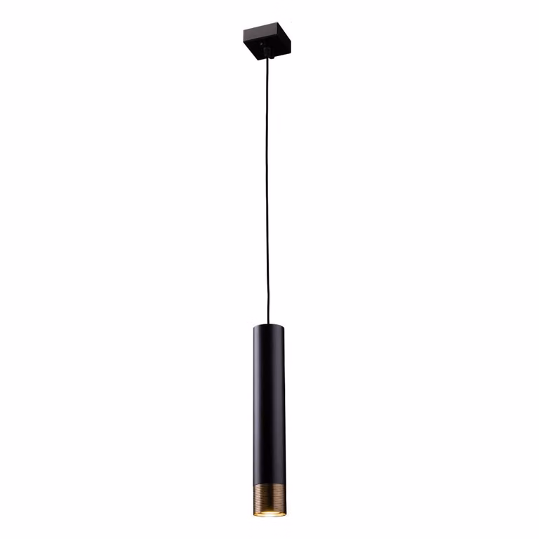 Lampada a sospensione nera con diffusore in ottone scanalato EIDO 1xGU10 10W Amplex