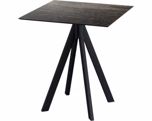 Infinity - Tavolo da giardino, struttura nera + piano in HPL effetto legno Riverwashed, 70x70 cm, 1 pezzo