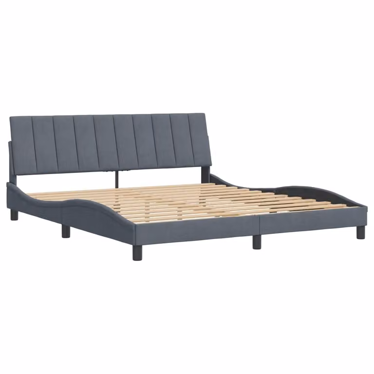 Giroletto senza Materasso Hanko Grigio Scuro 180x200 cm Velluto