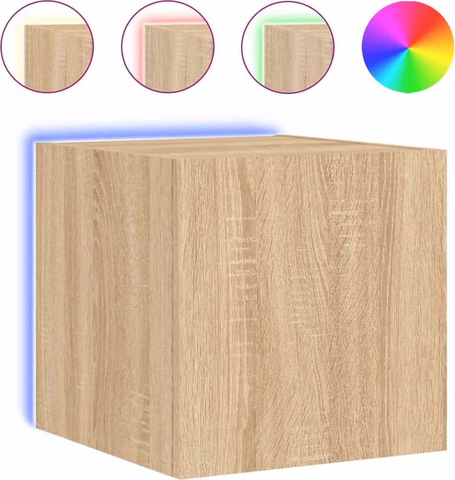 Mobile TV a Parete con Luci LED Rovere Sonoma 30,5x35x80 cm