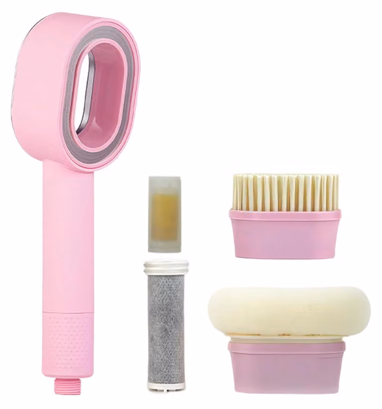 Doccia con filtro anticalcare, multifunzione (3 in 1), color rosa, per l'uso in doccia