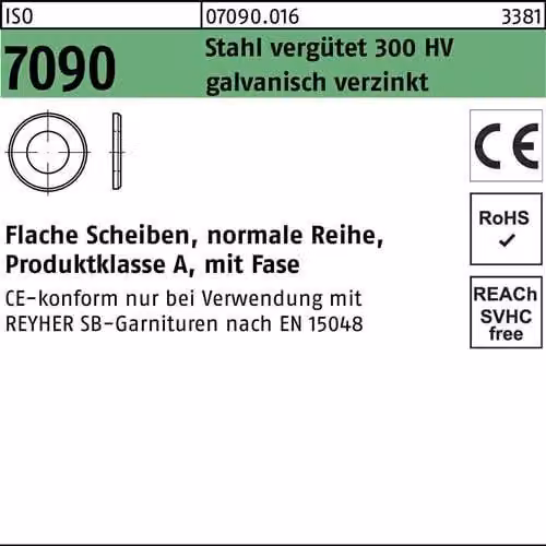 Dischi Reyher ISO7090 CE 10(10,5x20x2) HV vz 070900160100000 (100 pezzi)
