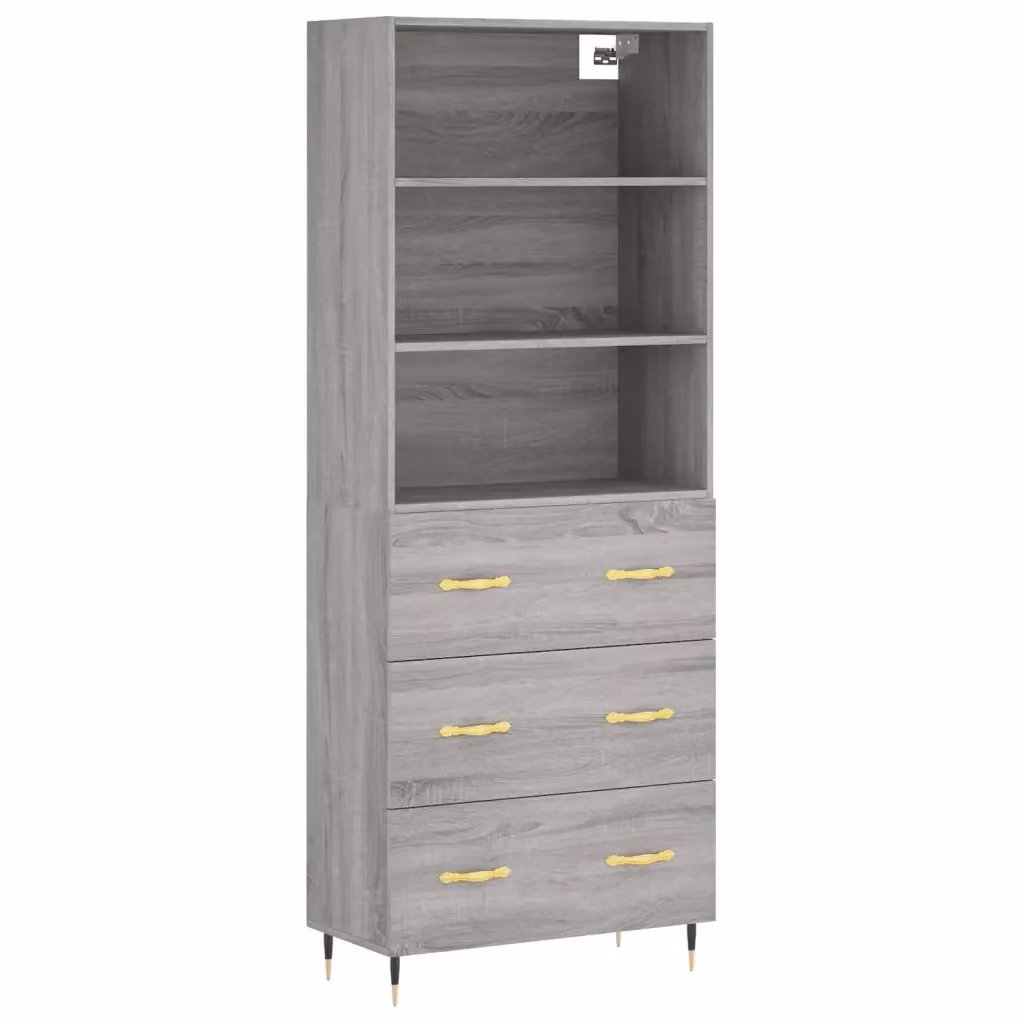 Credenza Buffet Armadio da Cucina Design Mania Grigio con Ripiani Interni L/P/H: 69,5 x 34 x 180 cm – 2