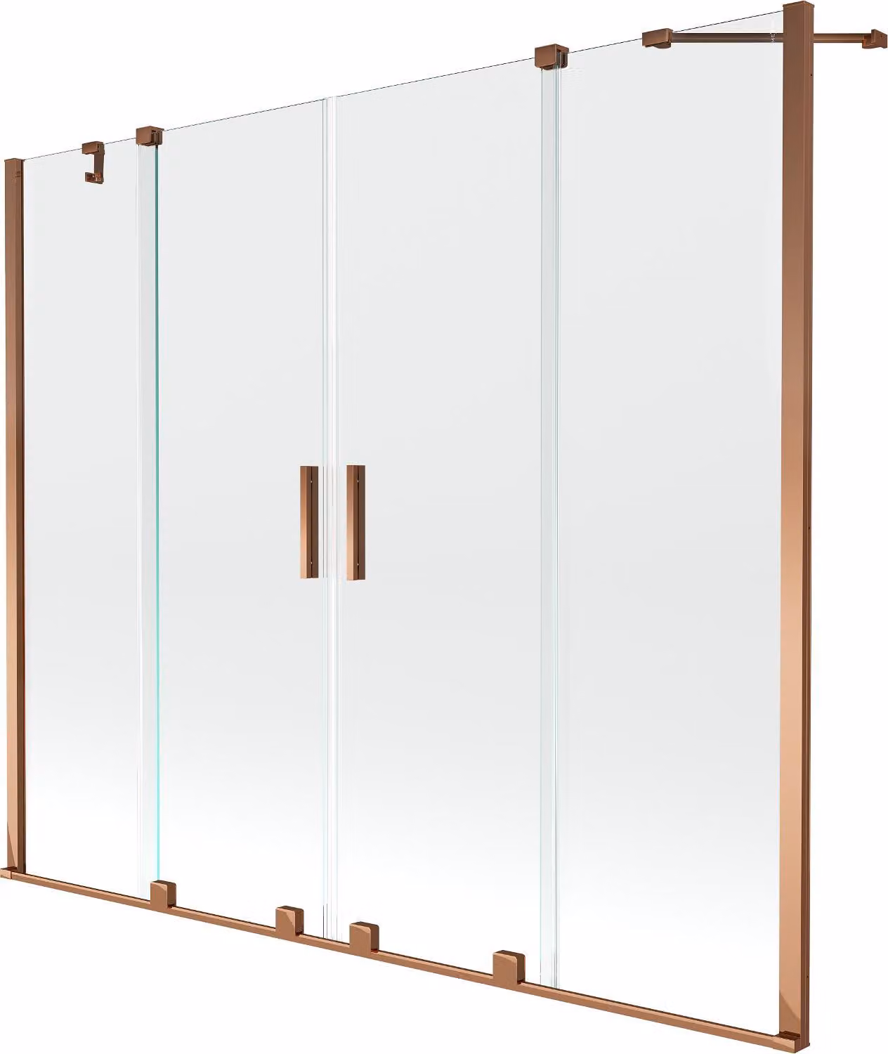 Mexen Velar Duo paratia per vasca da bagno scorrevole a 2 ante 180 x 150 cm, trasparente, oro rosa - 896-180-000-02-60