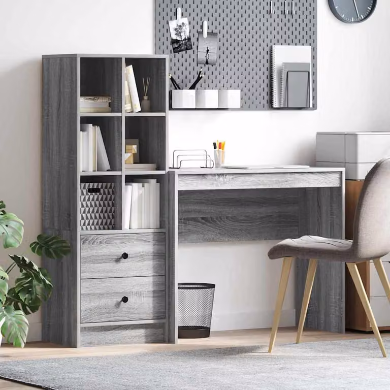 Maison Exclusive - Scrivania con cassetto 2 pcs Grigio Sonoma