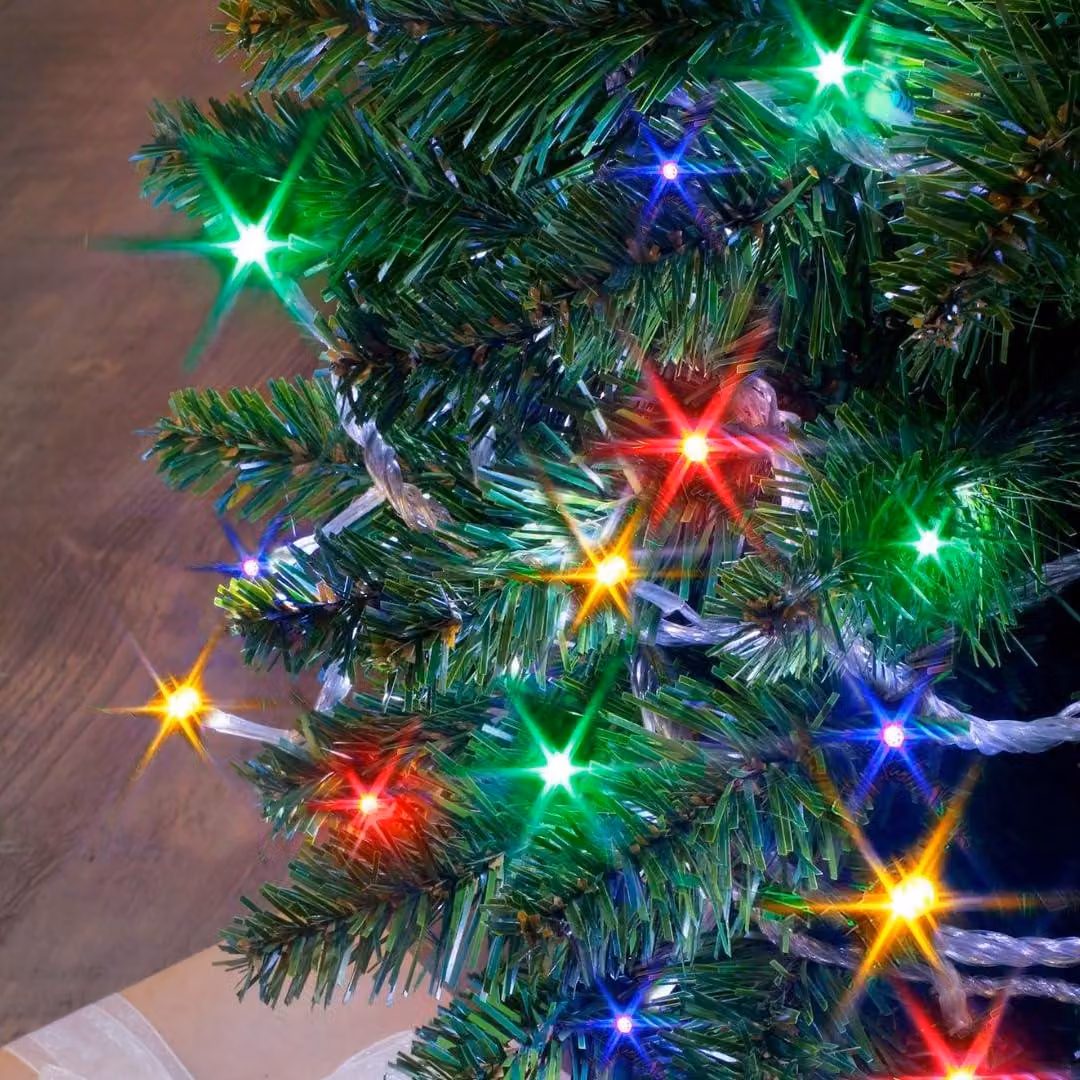 Catena luminosa, 6 metri, 48 LED colorati, alimentazione a batteria, grado di protezione IP20
