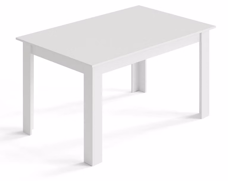 Tavolo da pranzo/tavolo da cucina per 4-6 persone, design minimalista, tavolo in legno bianco, dimensioni 138x90x75 cm