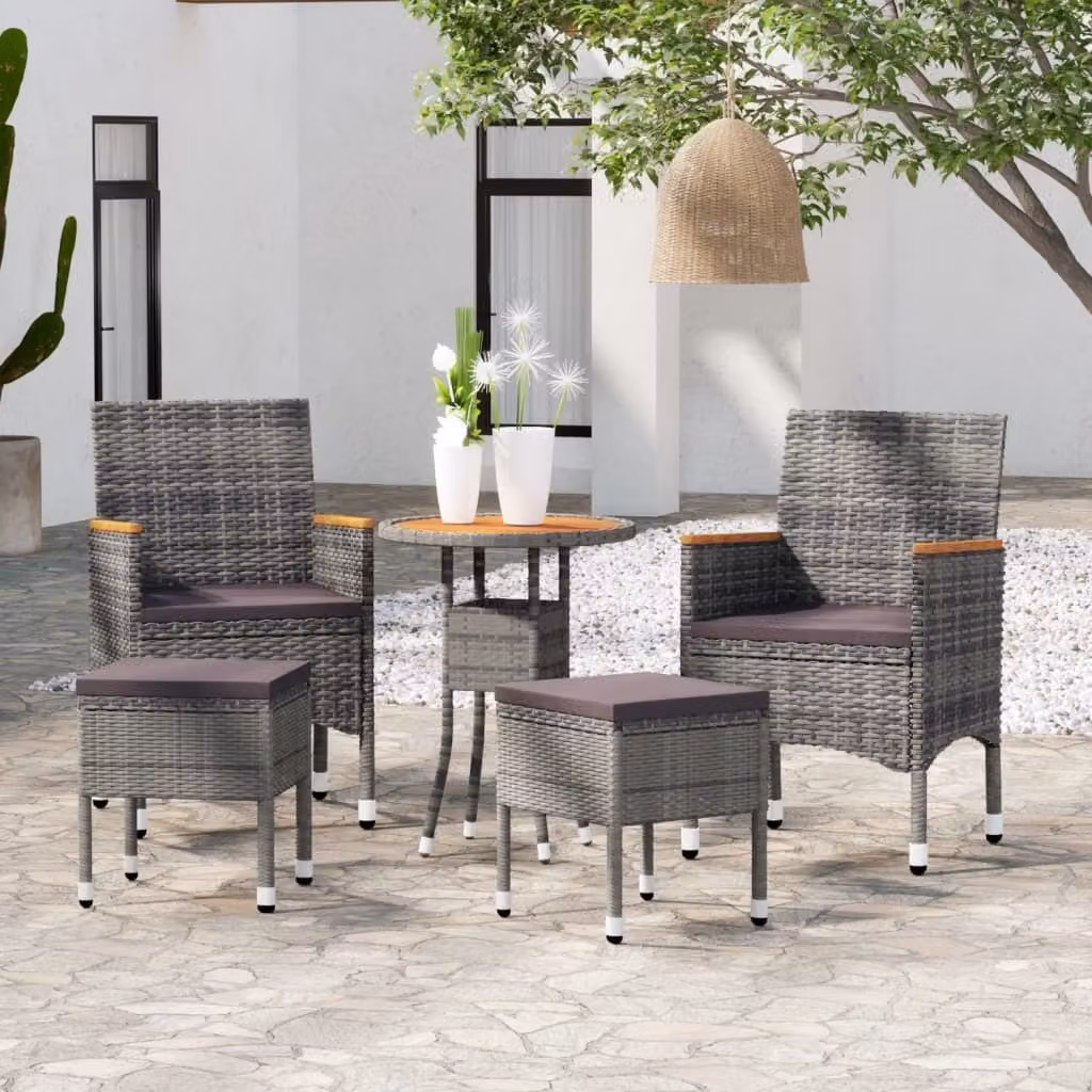 Maison Exclusive - Set da giardino da 5 pezzi in polyrattan grigio