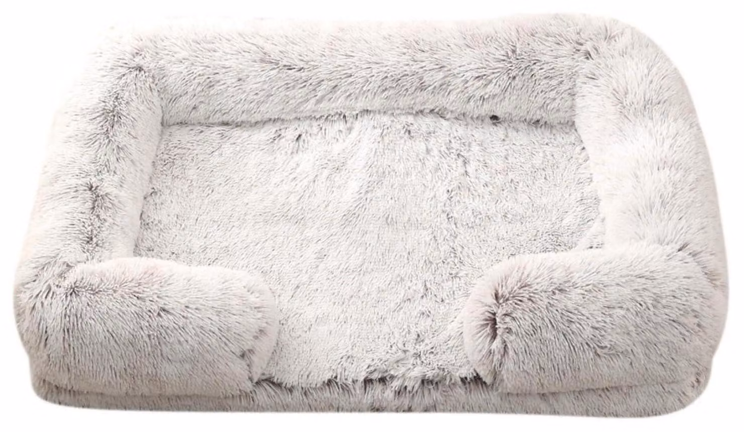 Cuccia per cani, rettangolare, morbida, in peluche, lavabile. Dimensioni: 80 x 53 cm. Colore: bianco e grigio