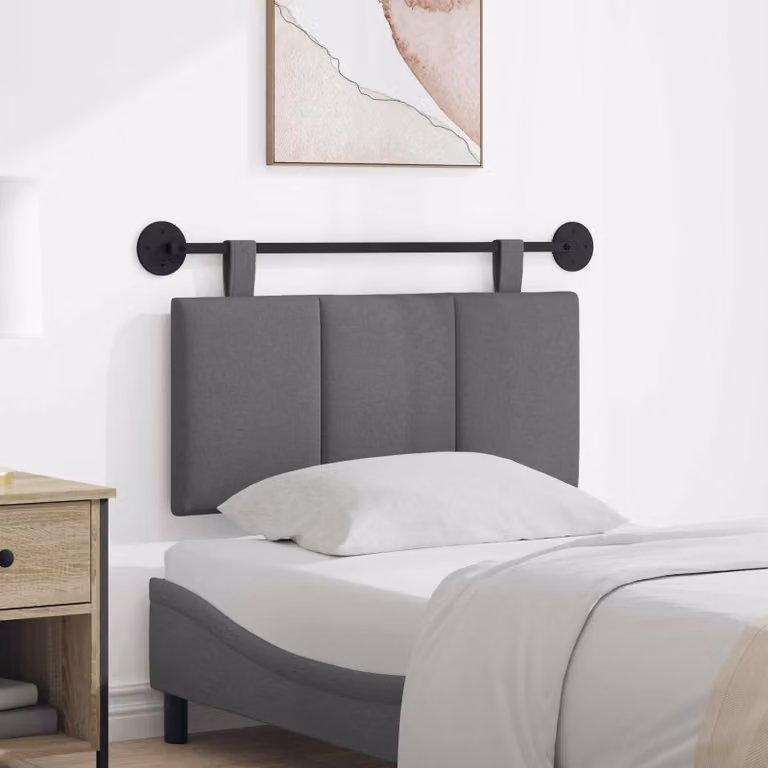 Testiera sospesa vidaXL in velluto grigio scuro con pannelli imbottiti e struttura in MDF e metallo