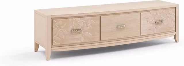 Porta TV Mobili 2G in legno con 3 cassetti e decoro floreale beige L: 180 cm, P: 51 cm, H: 50 cm