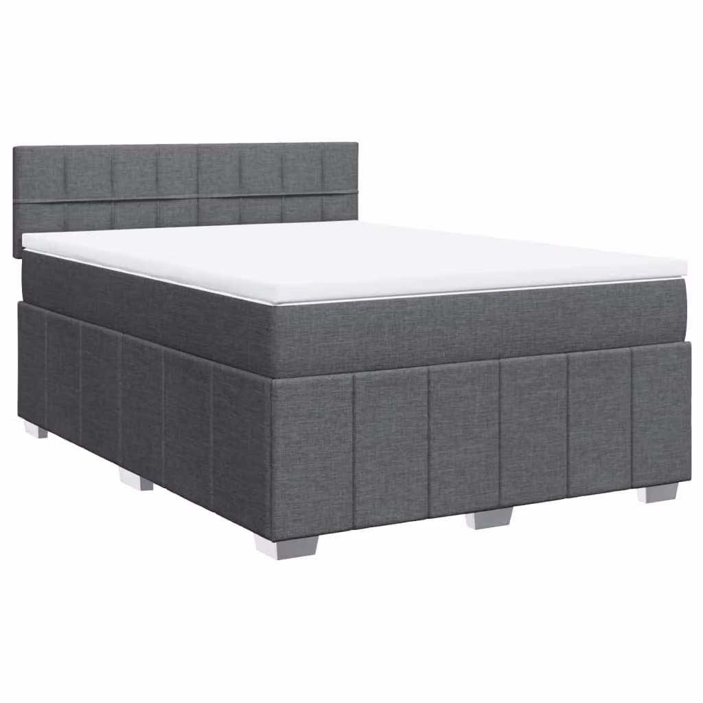 Giroletto a Molle con Materasso Grigio Scuro 140x200cm Tessuto