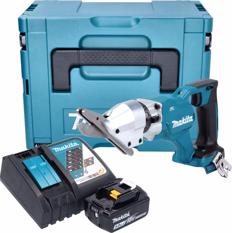 Makita DJS 800 RT1J Cesoie per fibrocemento a batteria 18 V Brushless + 1x batteria 5,0 Ah + caricabatteria + Makpac