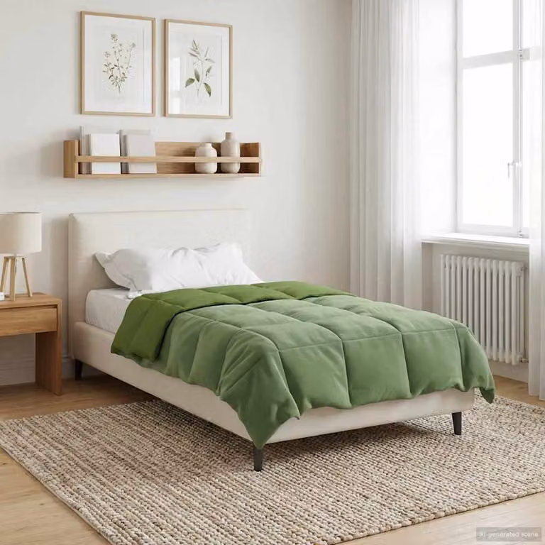 Piumone Completo Annuale 4 Stagioni vidaXL in Microfibra Reversibile Verde L: 135 cm x P: 220 cm