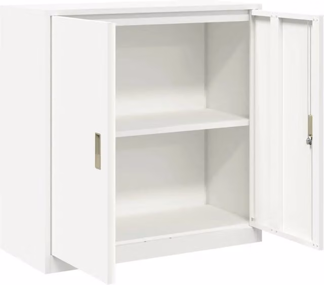 Armadio contenitore moderno design industriale 90 x 40 x 90 cm con ante chiudibili in acciaio bianco 02_0054820